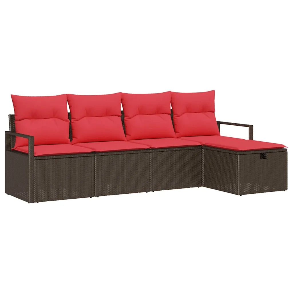 Set di divani con cuscino Marrone e Rosso polyrattan