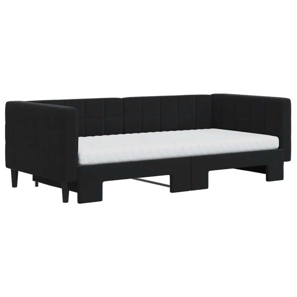 Divano Letto Estraibile con Materassi Nero 90x190 cm Vellutocod mxl 106624