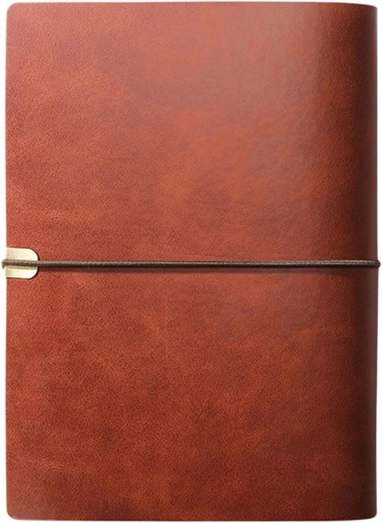 Agenda A5 in Pelle di Cuoio Marrone - Libro da Appunti con Cinturino e Pagine da Scrivere