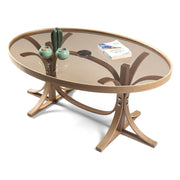 Sommo, Tavolino da Salotto Piano in Vetro Temperato, 112x78x47h cm Marrone Rovere