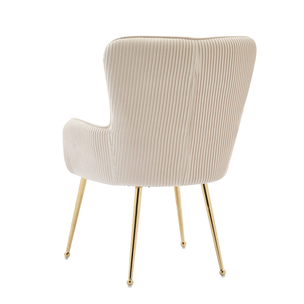 Poltrona Set da 2 con Braccioli Supporto Lombare e Piedini Regolabili in Velluto Beige e Oro