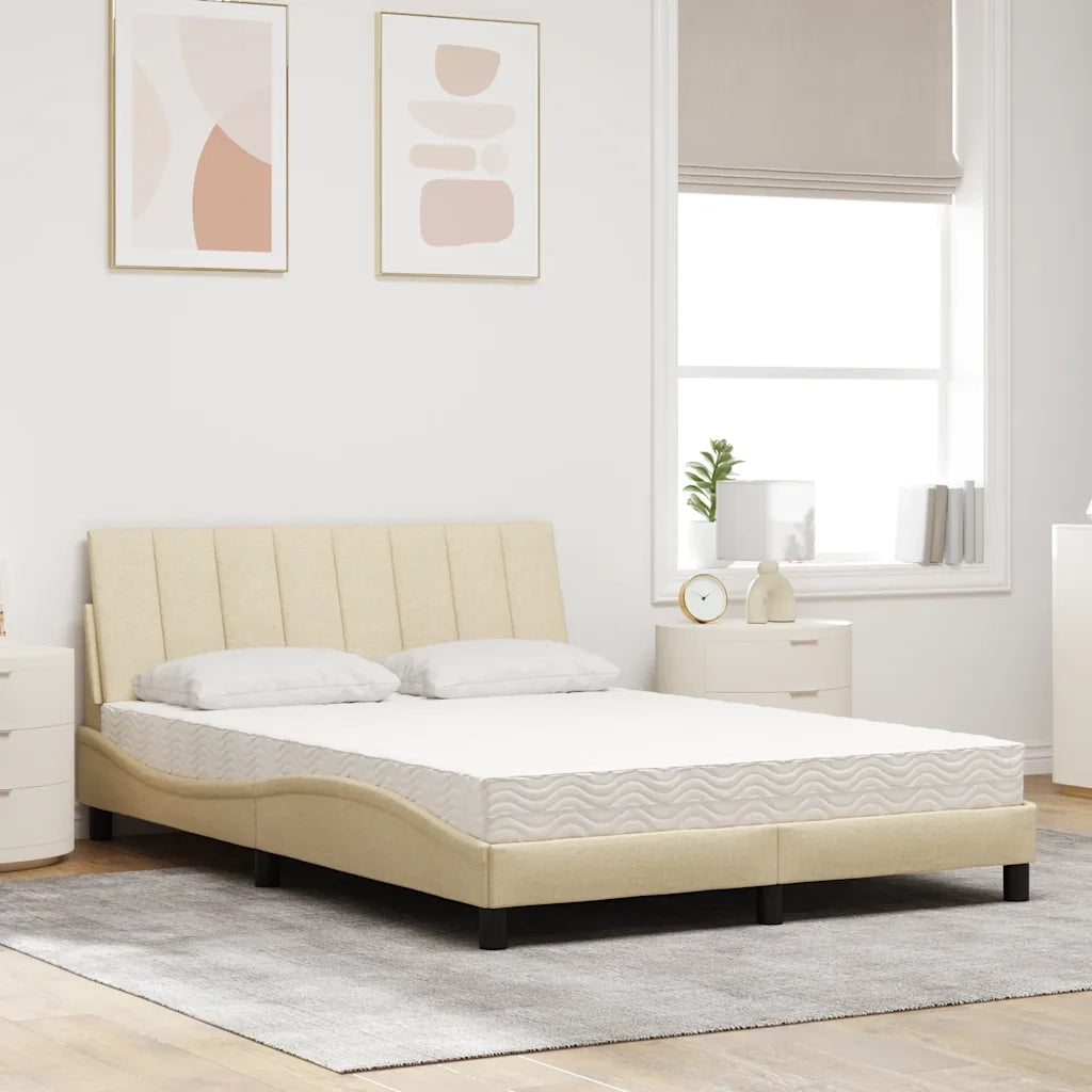 Letto con Materasso Hanko Crema 120x200 cm in Tessuto