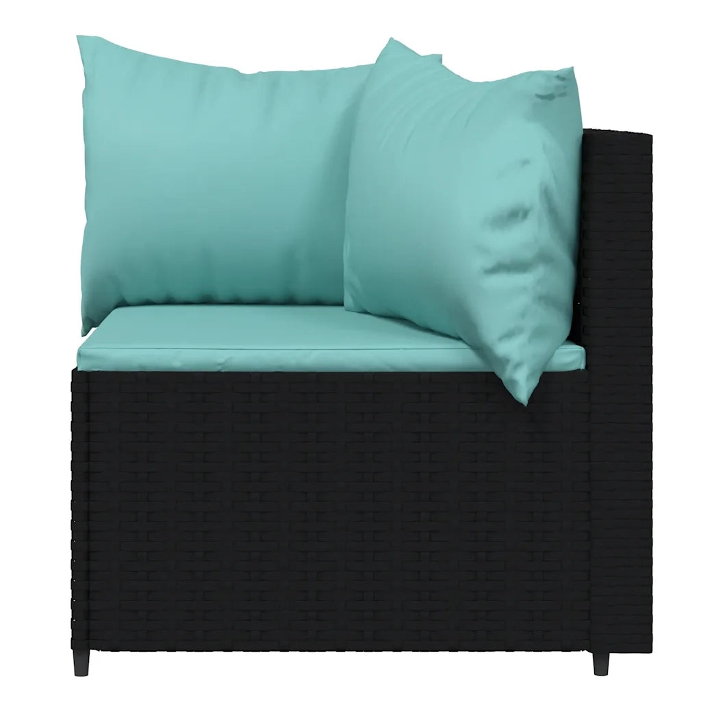 Set Divani da Giardino 3 pz | Set Salotto da Giardino con Cuscini Nero in Polyrattan