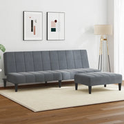 Divano Letto 2 Posti con Poggiapiedi-Sofa Letto 2 Posti-Daybed Grigio Scuro in Velluto 761405