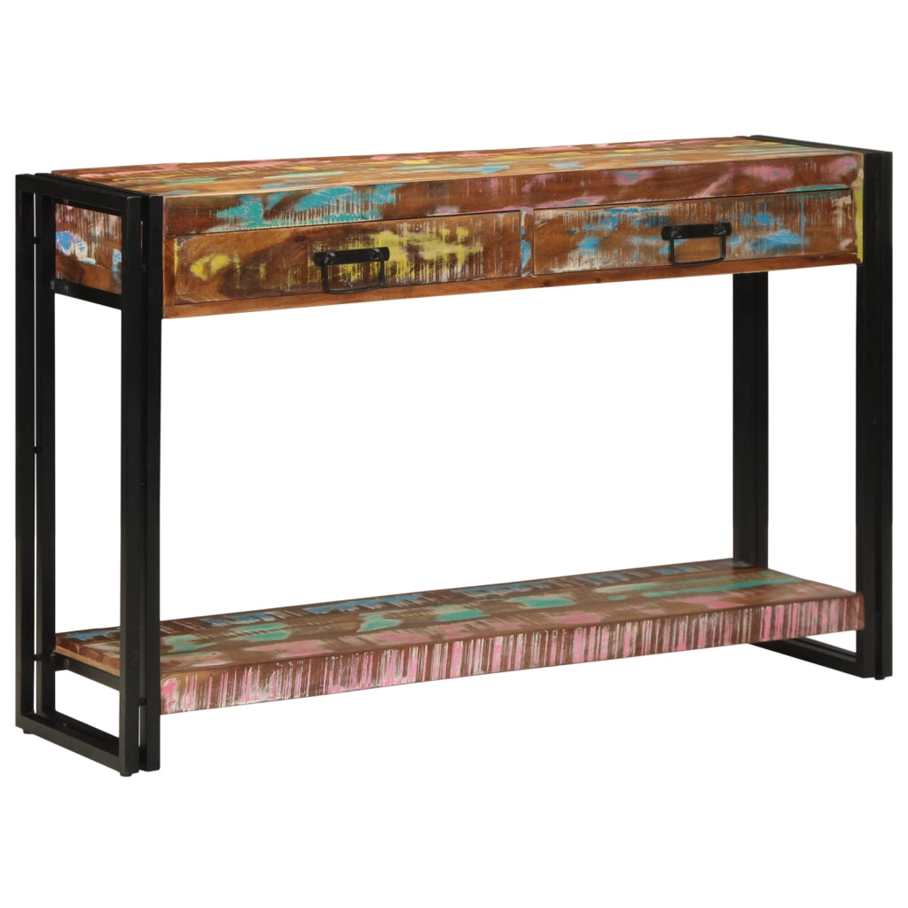 Tavolo Consolle Multicolore 120x33x75 cm Legno Massello di Recupero