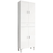Colonna Bagno 4 Ante 4 Ripiani Cassetto Mobile Alto Moderno Salvaspazio Mensole Regolabili Elegante Minimal Per Lavanderia Ripostiglio 182 X 60 X 29 Cm Colore Bianco