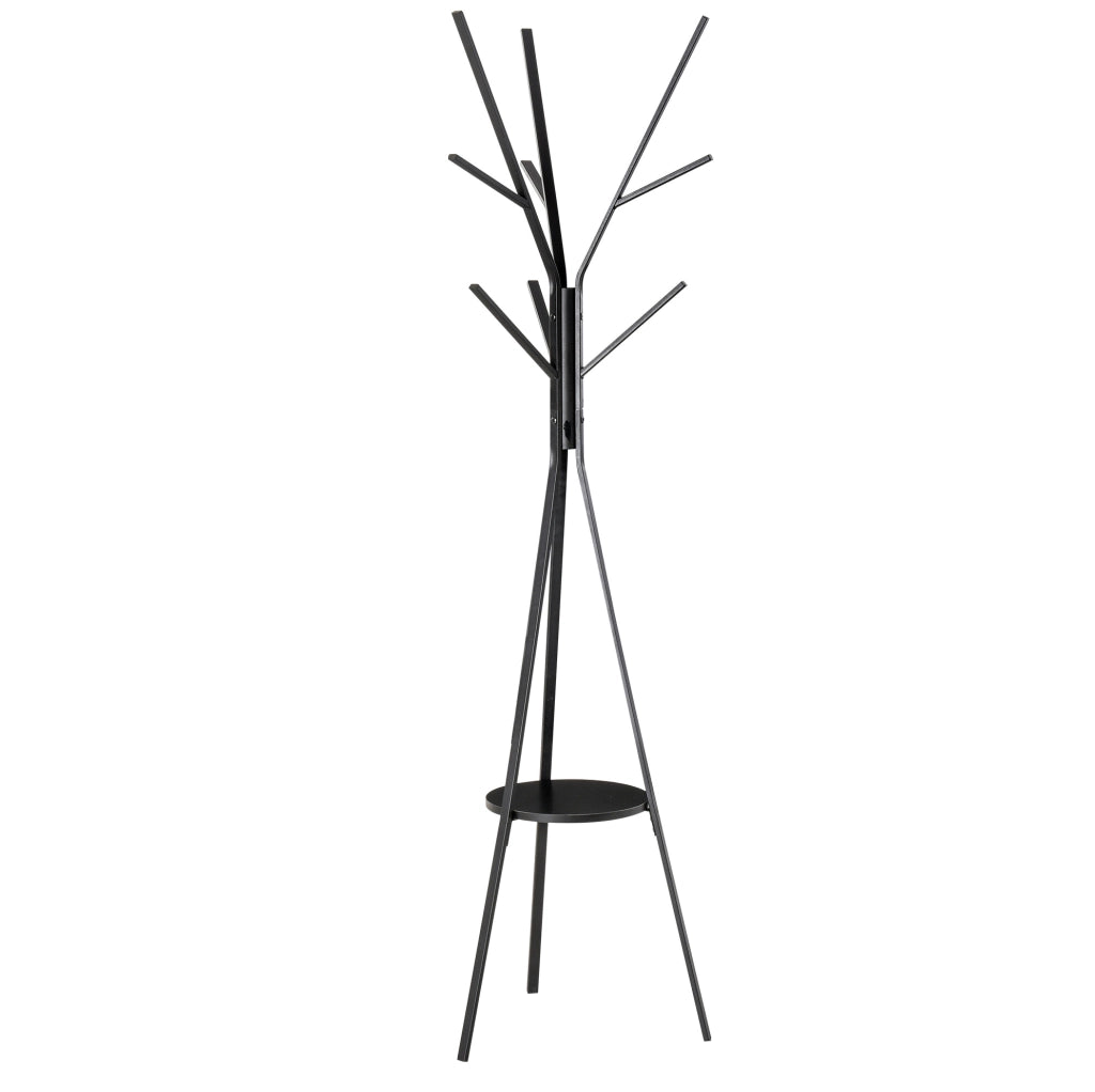 Appendiabiti da terra nero in metallo e MDF con 8 ganci, 180 cm
