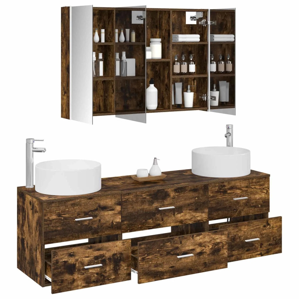 Set di mobili per il bagno 4 pcs Rovere Fumo 3407067