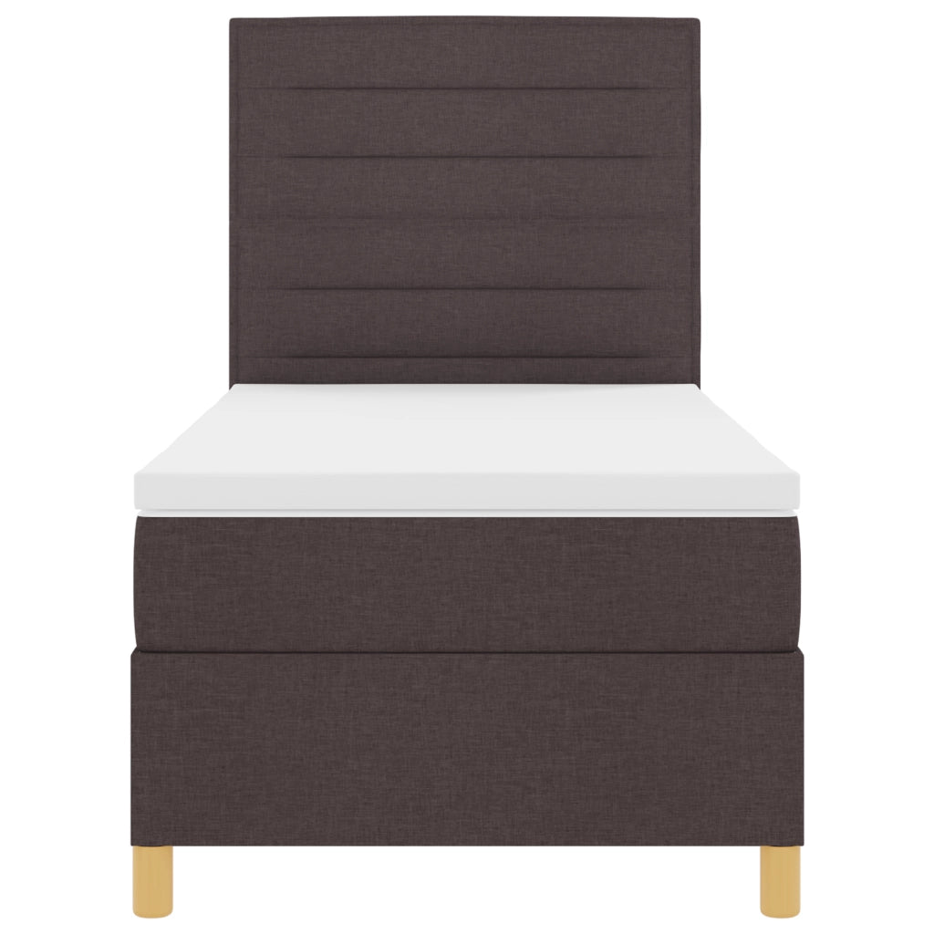 Letto con Box Spring con Materasso Marrone Scuro 90x200 cm Tessuto