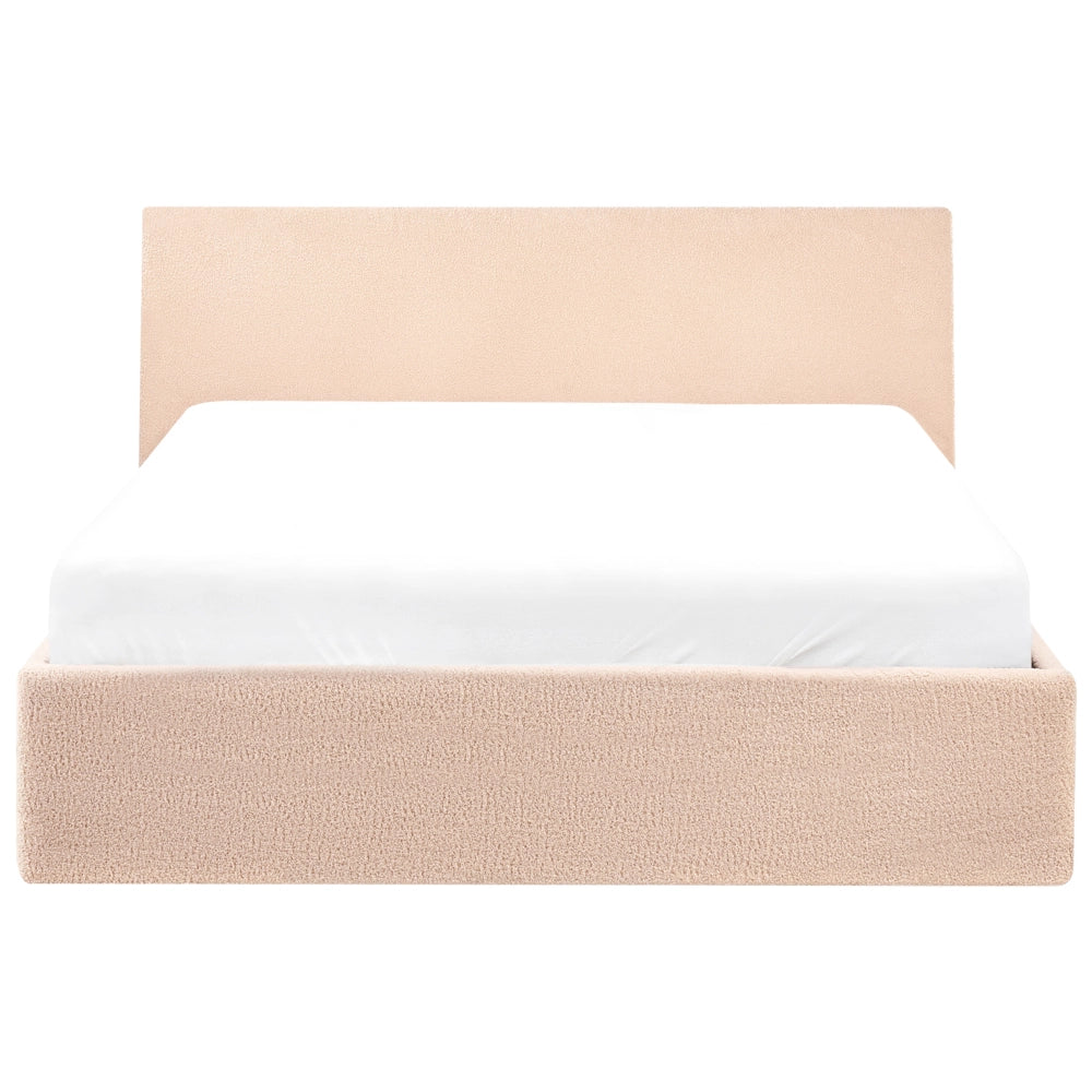 Letto matrimoniale Imbottito in Tessuto beige con testiera e contenitore 120 x 200 cm stile elegante