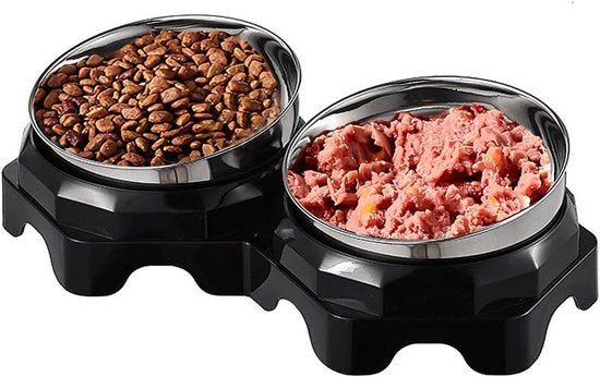 Catena Plus - Catino e ciotola per gatti e piccoli cani - 15° inclinazione - acciaio inox - antiscivolo - resistente alle macchie - ideale per cibo per gatti e acqua - articoli per animali domestici