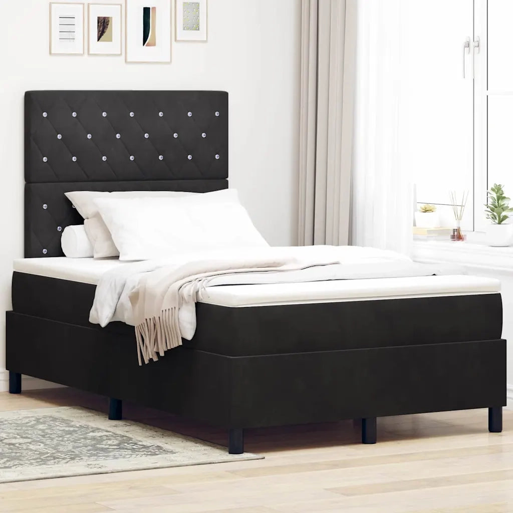 Letto a Sorgente LED con materasso Nero 120 x 200 cm Velluto 3343240