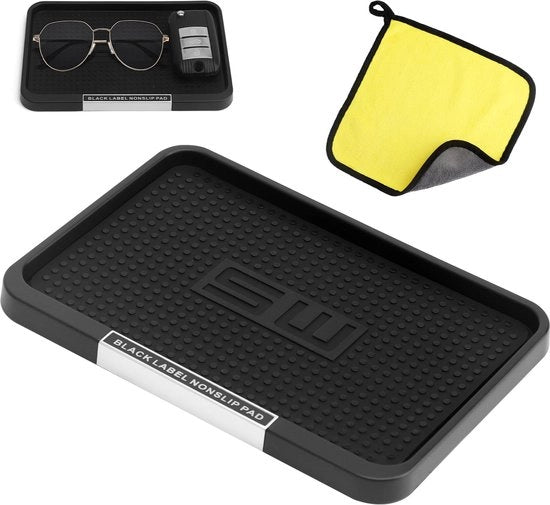 Matte antiscivolo per il cruscotto dell'auto, Spazio multifunzionale per smartphone, chiavi, occhiali da sole e altro. Pannello antisfregamento in silicone con tovagliolo di spugna di corallo per la pulizia. Lavabile e riutilizzabile.