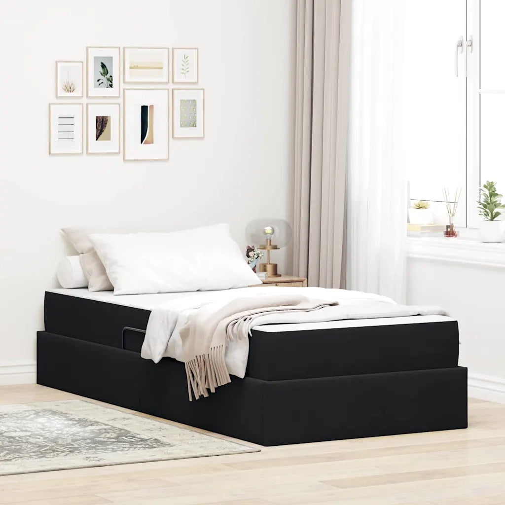 Letto con contenitore e materasso Nero 90 x 200 cm Velluto 3399696
