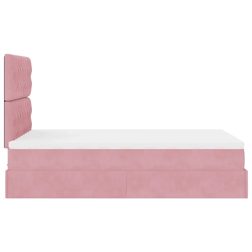 Struttura Letto Pouf con Materassi Rosa 120x190 cm Velluto 3314383