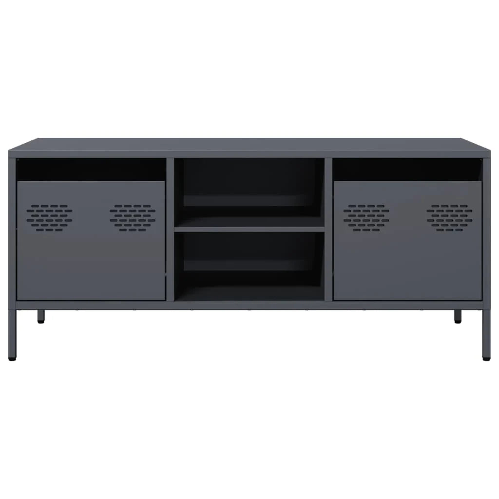 Mobile TV multimediale scaffale TV credenza mobile TV sala da pranzo soggiorno camera da letto 101,5 x 39 x 43,5 cm acciaio laminato a freddo antracite 02_0026386