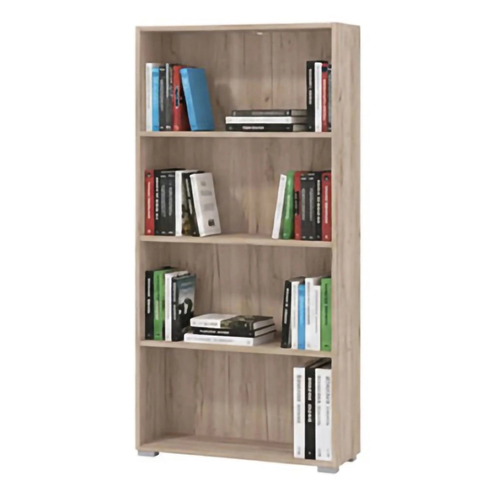 Biblioteca Prisco, Libreria 3 Ripiani, 70x24.5x142h cm Marrone Rovere Grigio