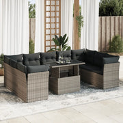 Set Divano da Giardino 10 pz con Cuscini Grigio in Polyrattan 3326221