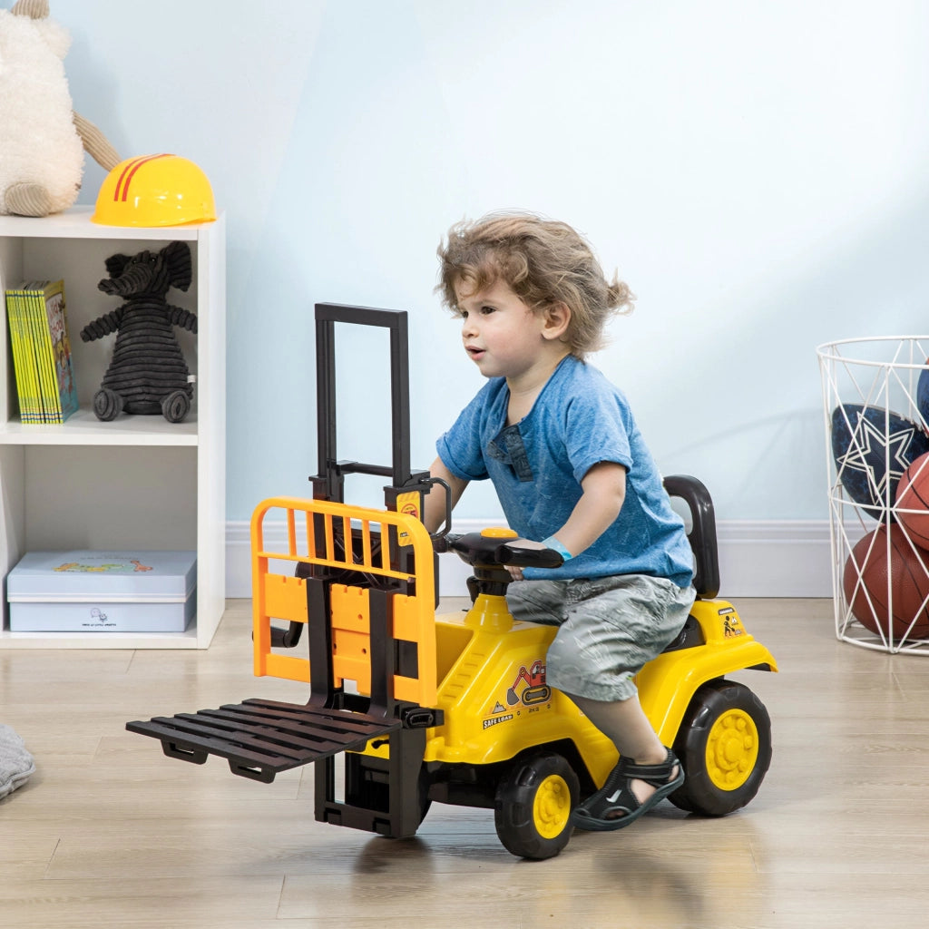 Trattore Muletto Cavalcabile per Bambini  86x27,5x47,5 cm con Portaoggetti Giallo e Nero