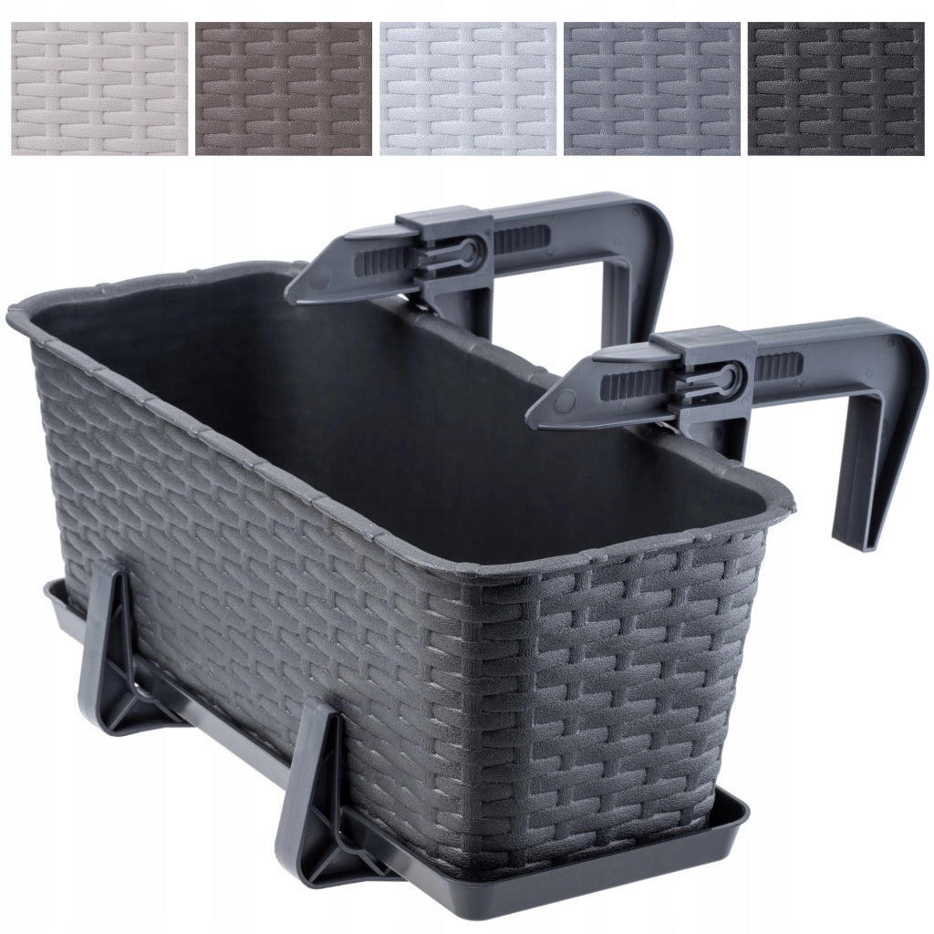 Fioriera da balcone KADAX con supporto, 40 cm + manici