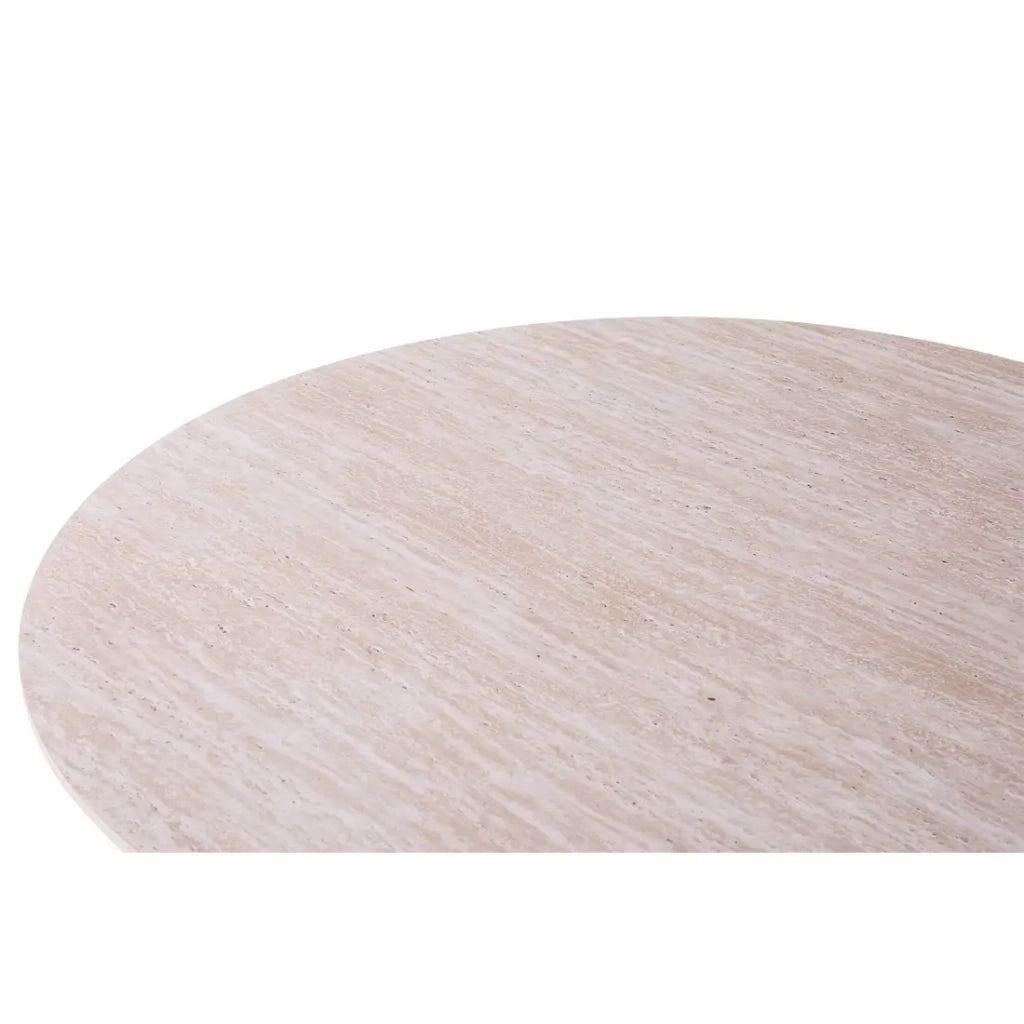Tavolo da pranzo ovale VAGOS – 200 x 100 cm – Colore travertino – Design contemporaneo effetto pietra