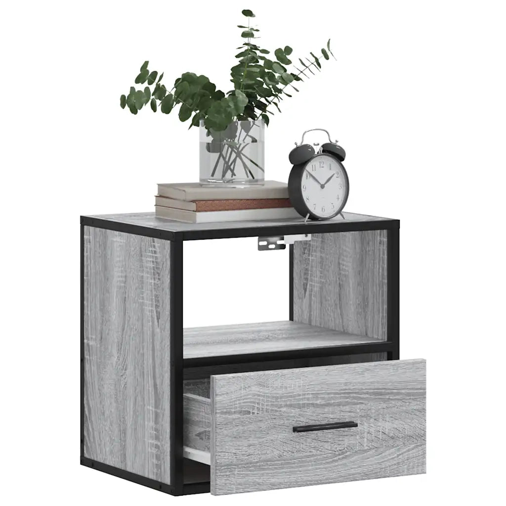 Comodino a Muro Grigio Sonoma 40x31x39,5 cm 848740