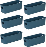 Scatola di archiviazione in plastica 28x10x11 cm - Cassetti a maniglie per mano - Box organizzatore per cucina - Bagno - Cucina - Blu