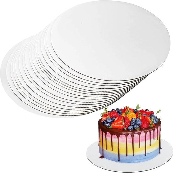 Taarttoppers in Cartone di Carta - 30 pezzi - Tavola da Torta Bianca - Scala da Torta Premium - Sicura per l'Alimentazione - Base Circolare da 30 cm - Struttura Stabile