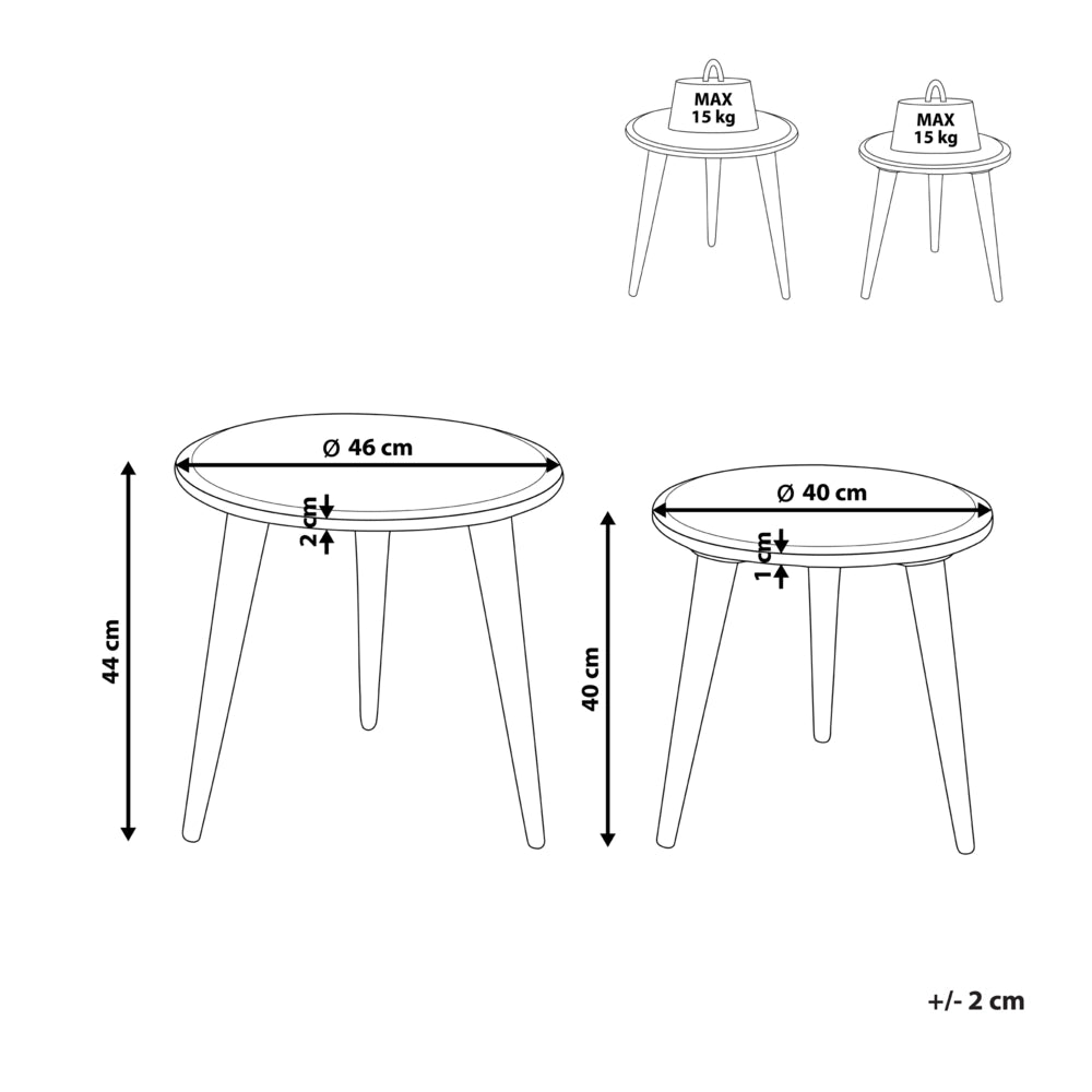 Set di 2 tavolini in legno di mango chiaro Tavolino decorativo Tavolino da salotto piccolo Design orientale