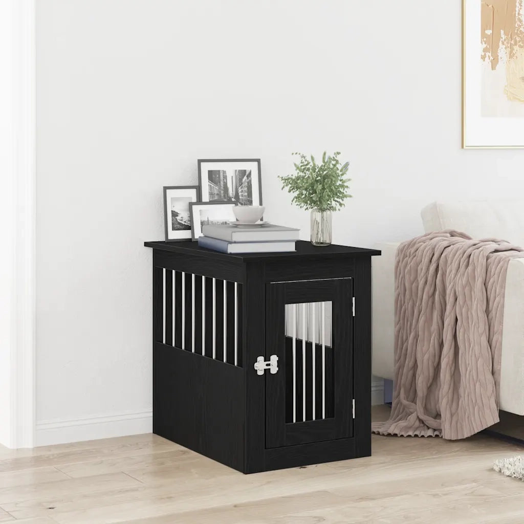vidaXL Trasportino per Cani Rovere Nero 62x45x59 cm in Legno Aggregato