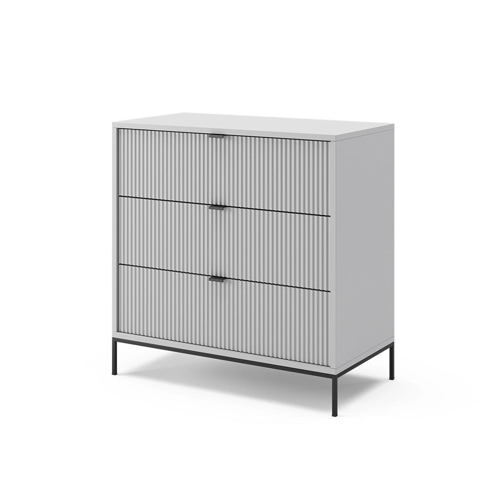Vicco Cassettiera per camera da letto Grigio 42 x 81.2 cm con 3 cassetti