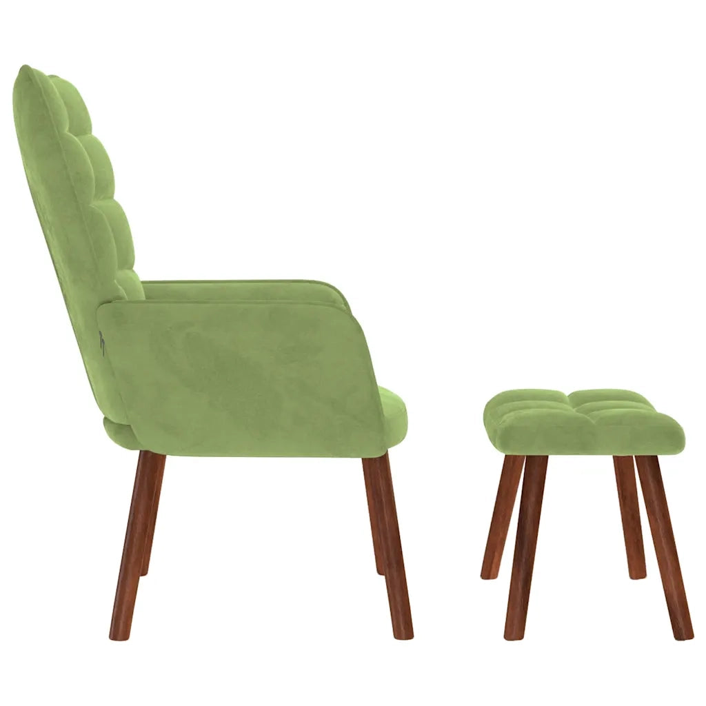 Divano Sedia-Poltrona Relax con Poggiapiedi Verde Chiaro in Velluto 448481