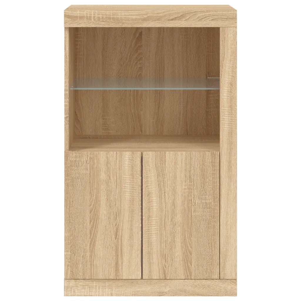 Mobile laterale con pratica illuminazione a LED contenitore 60,5 x 37 x 100 cm legno composito rovere Sonoma 02_0049358