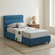 Brenta, Letto Singolo Sfoderabile Made in Italy, blu