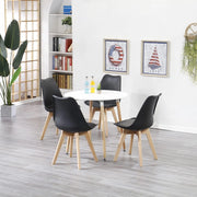 GrandCA HOME Set di Mobili, Tavolo da Pranzo Rotondo e 4 Sedie da Pranzo, Piano Resistente, Sedile Imbottito, Gambe in Legno di Faggio, Nero