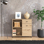 Madia Majuli, Credenza 2 Ripiani, 77x35x72h cm Marrone Rovere Nodi