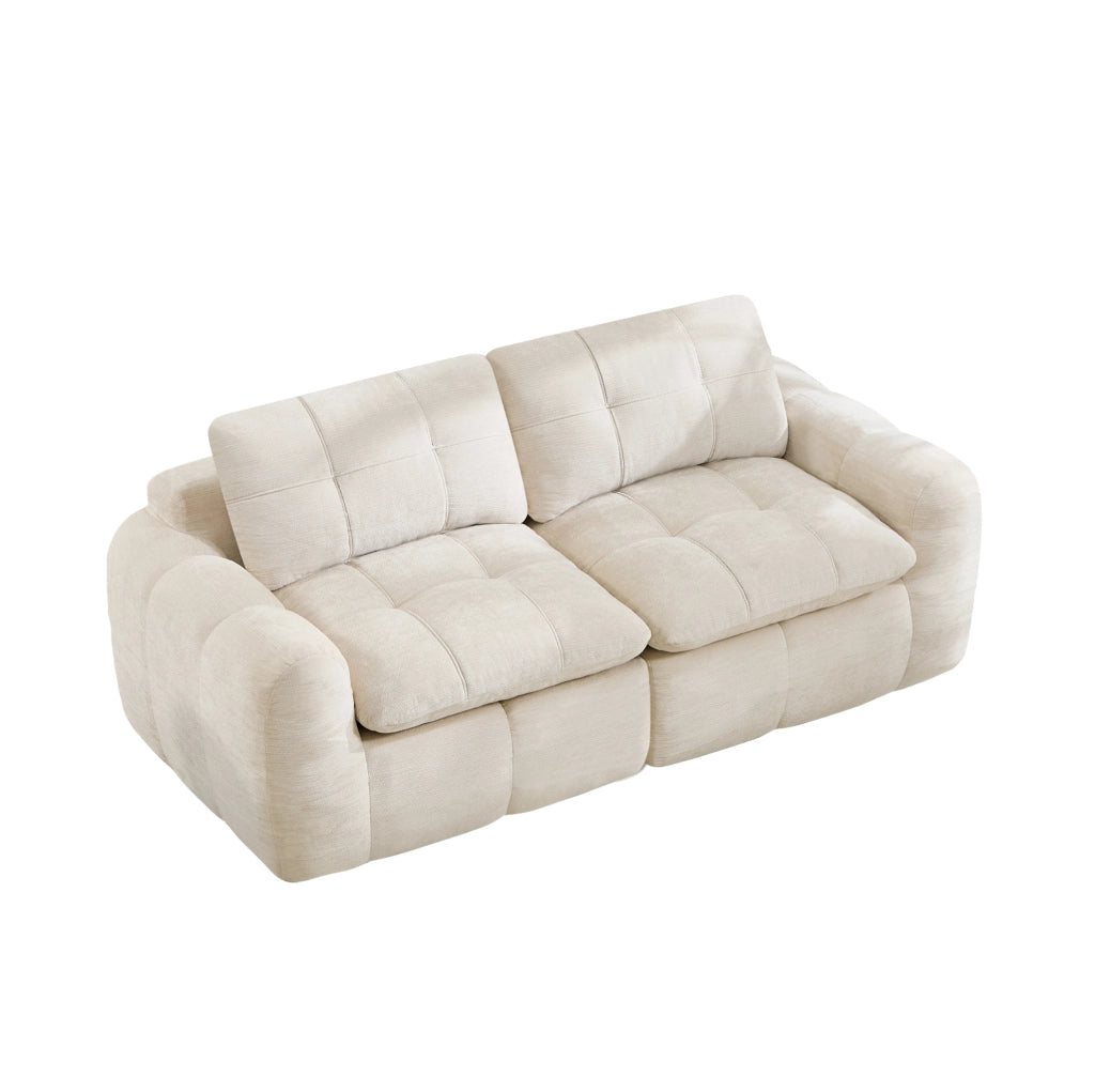 Divano modulare in chenille beige 194x97x68 cm