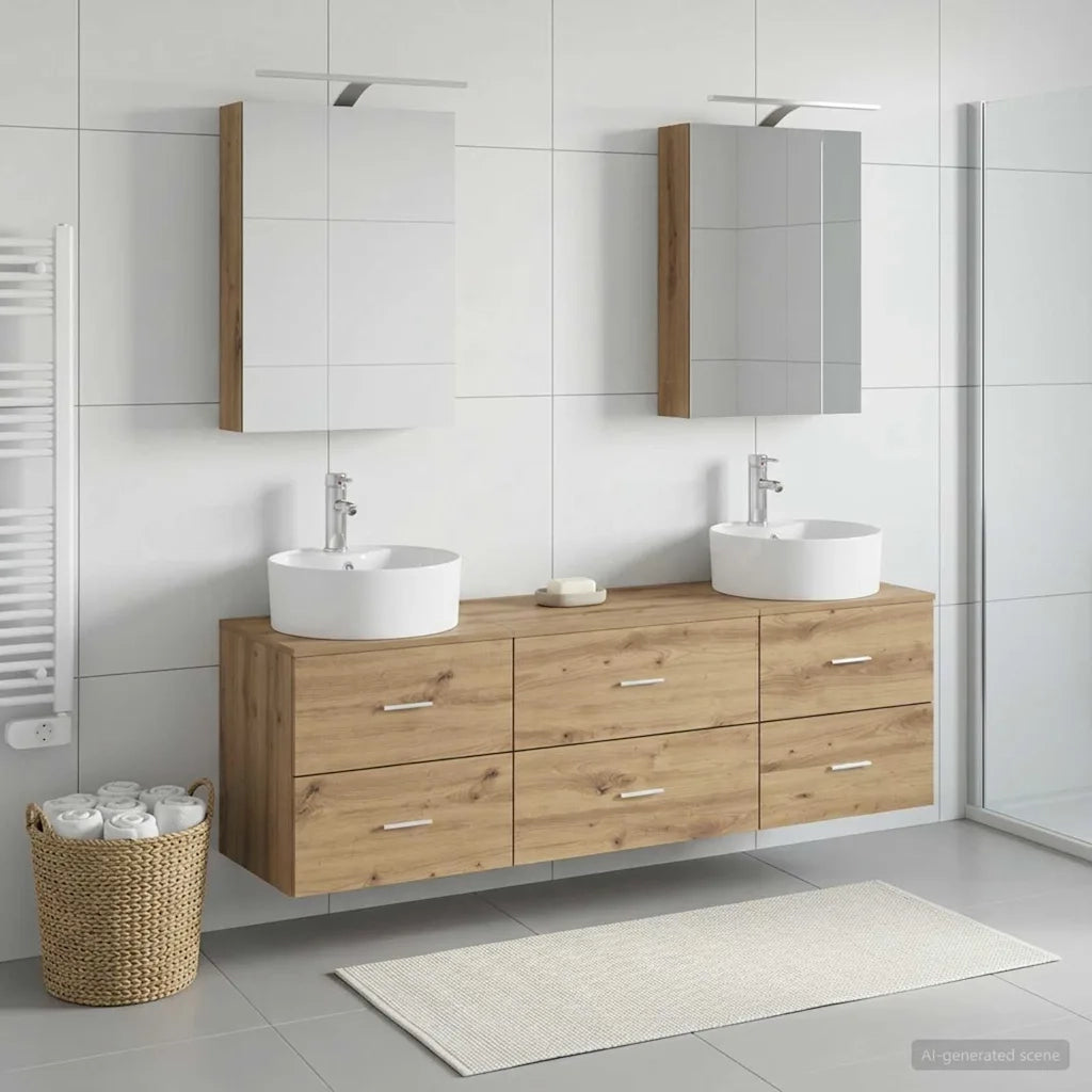 Set di mobili per il bagno 5 pcs Rovere Artigianale 3406878