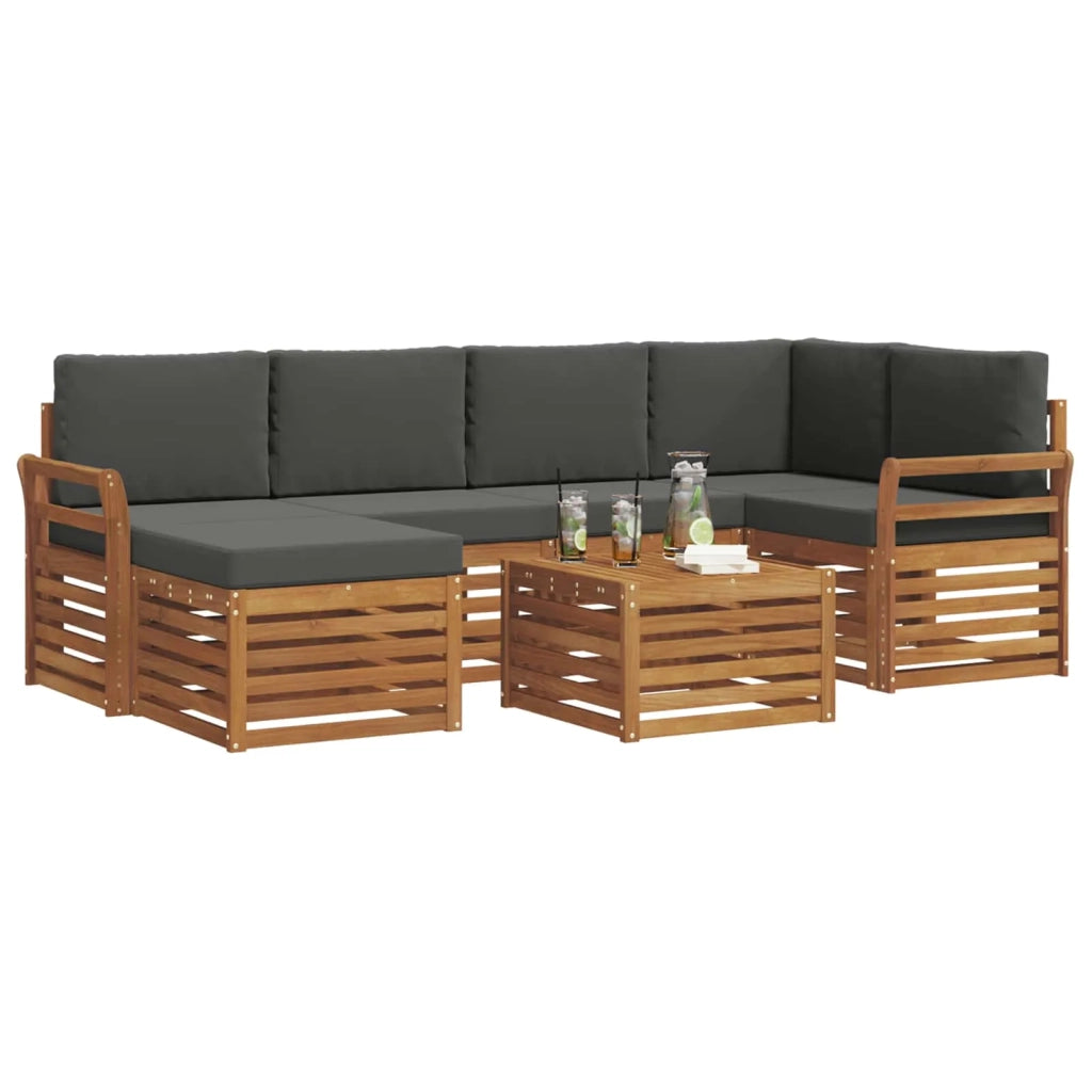 Set divano sezionale con cuscino 7 pcs Naturale e Antracite 3375132
