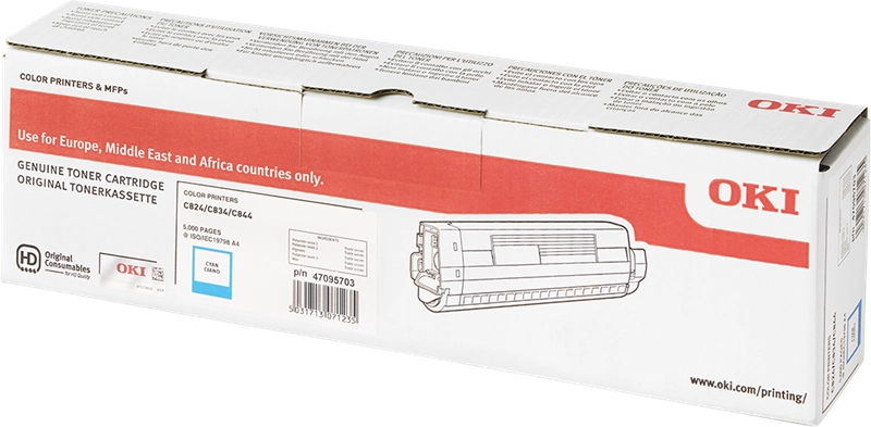 ORIGINAL OKI toner ciano 47095703 C824/C834/C844 ~5000 Seiten