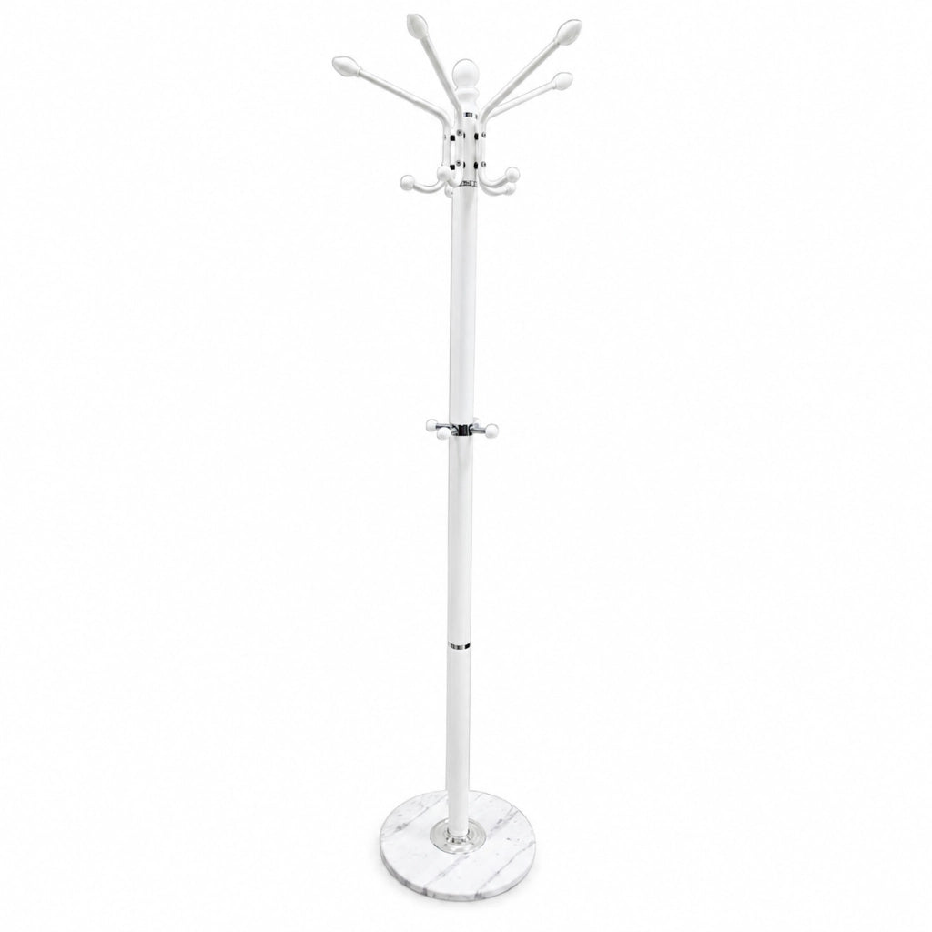 Appendiabiti in Metallo con Base in Pietra Bianco 174 cm Moderno con 16 Ganci