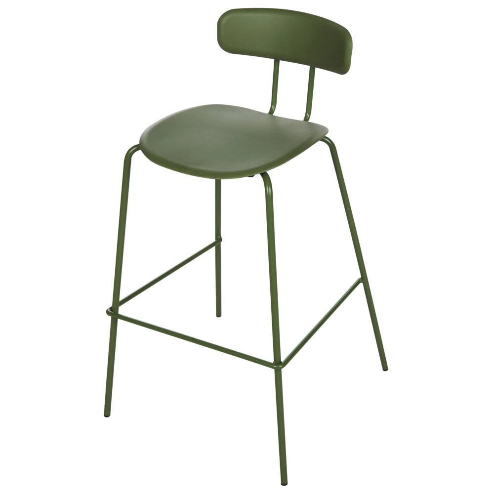 Set di 2 sedie da bar Seduta in plastica verde Sgabelli da bar altezza banco Gambe in metallo