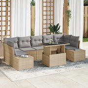 Set Divano da Giardino con cuscino 8 pcs Beige e Grigio Chiaro
