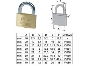 LUCCHETTO ARCO NORMALE FAI BY VIRO- - mm.25 (art.552) - 12 pezzi VIRO