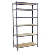 Scaffale in metallo Simon Rack senza viti colore grigio/legno 6 ripiani 2500x900x500 mm Made in Spain
