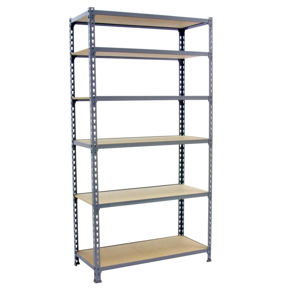 Scaffale in metallo Simon Rack senza viti colore grigio/legno 6 ripiani 2500x900x500 mm Made in Spain