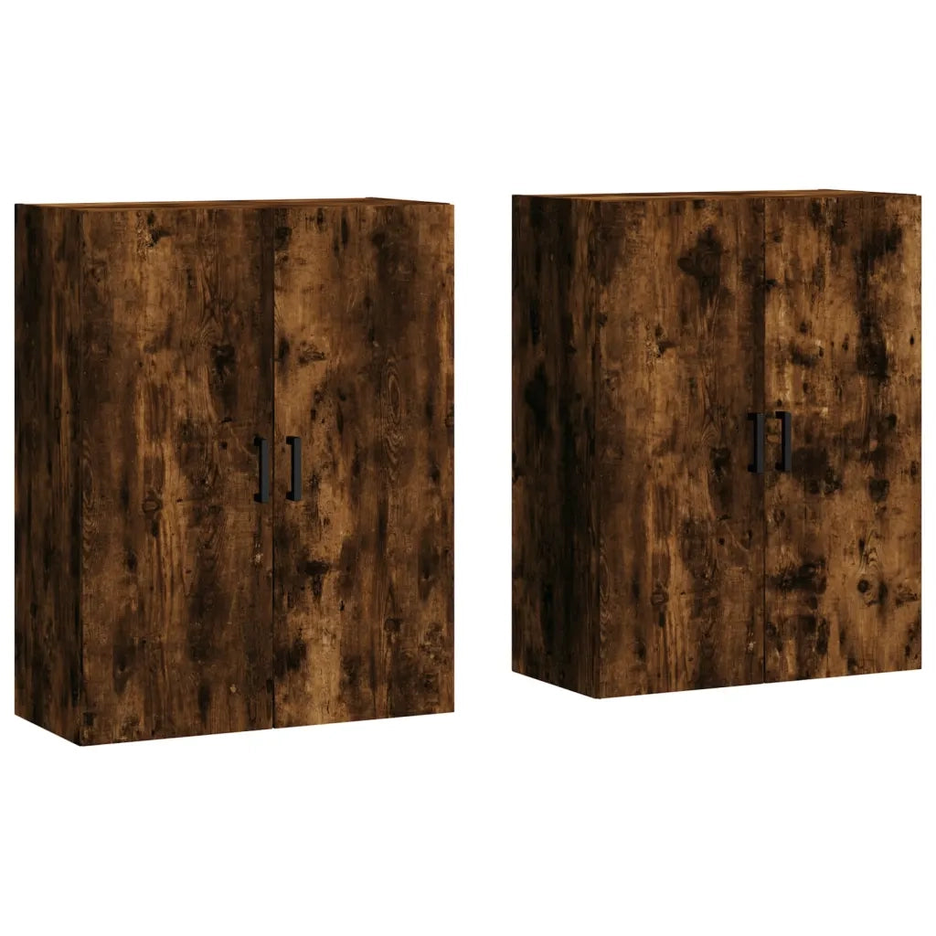 vidaXL Mobili a Parete 2 pz Rovere Fumo 69,5x34x90 cm