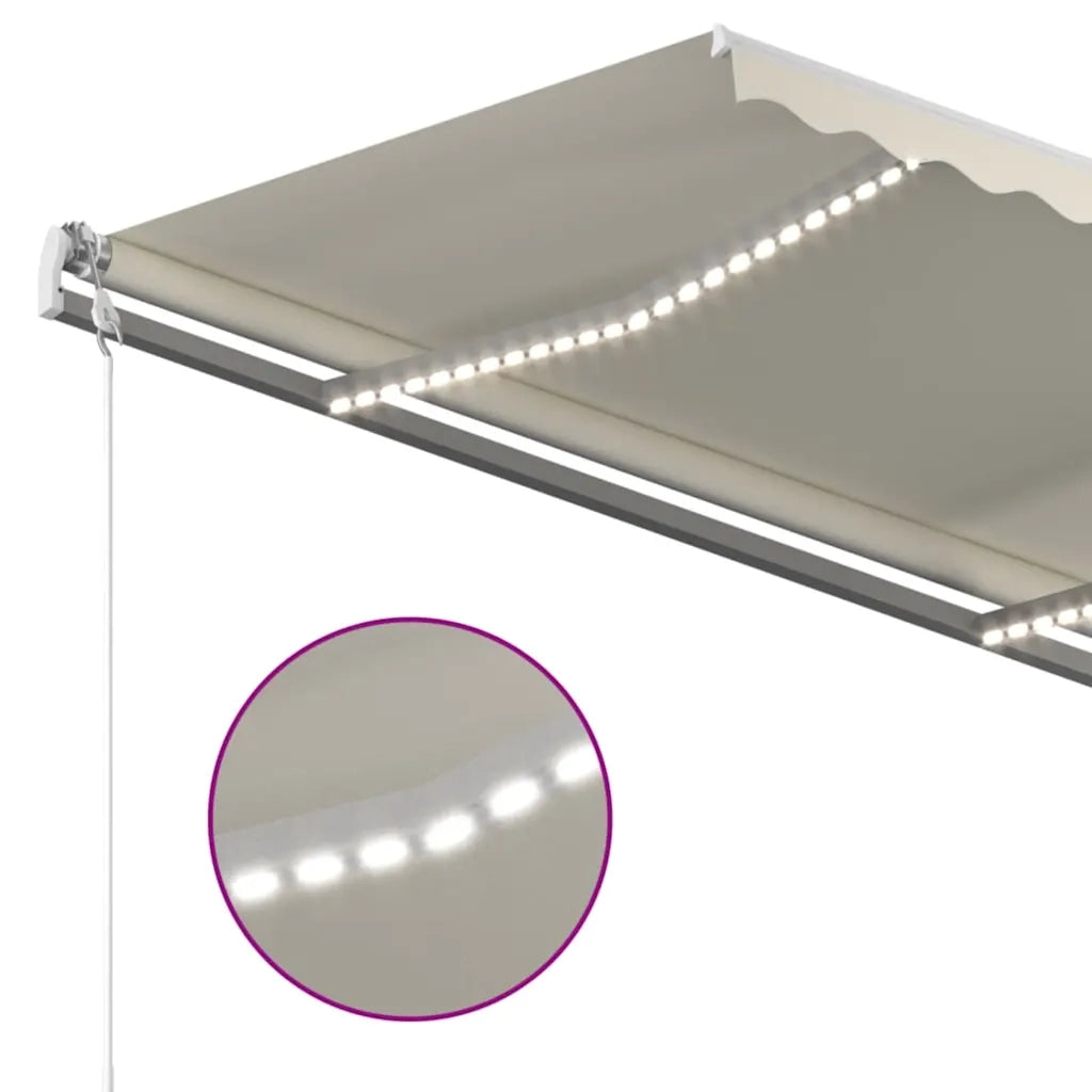 Tenda Automatica con Sensore Vento e LED 400x350 cm Crema cod mxl 56108