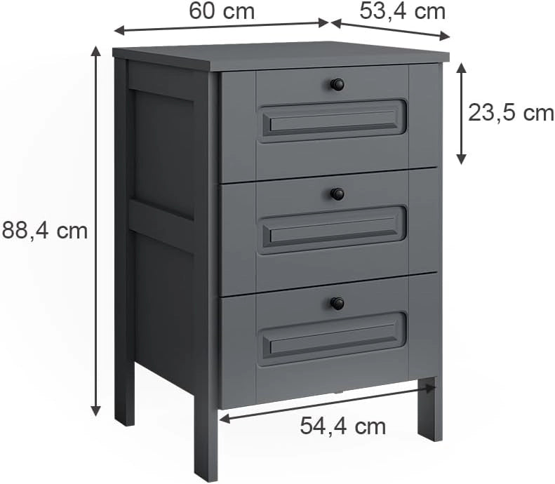 Cassettiera Ajaton, Grigio, 60 x 88.4 cm, adatto per riporre abbigliamento per bambini e giocattoli