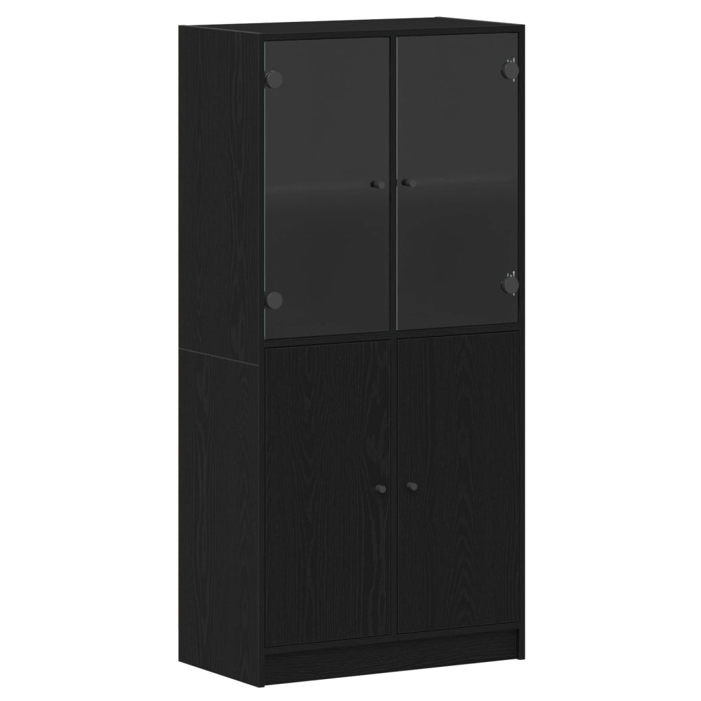 Highboard con Ante Rovere Nero 68x37x142 cm Legno ingegnerizzato